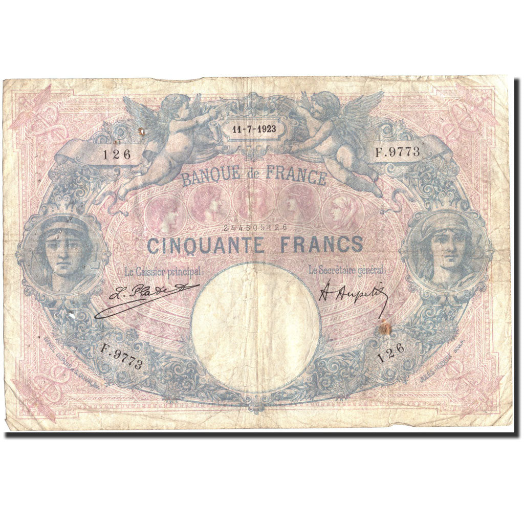 France, 50 Francs, 50 F 1889-1927 ''Bleu et Rose'', 1923, 1923-07-11, B