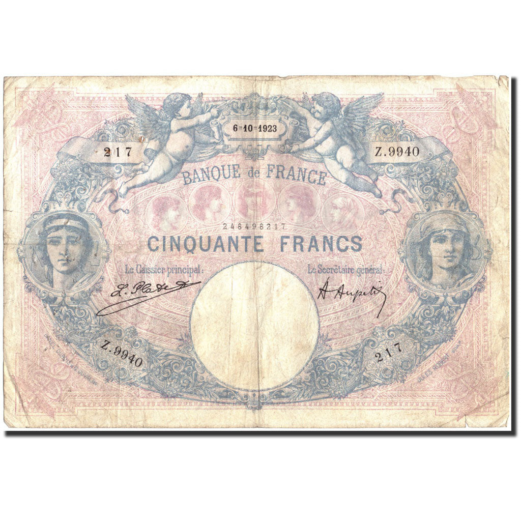 France, 50 Francs, 50 F 1889-1927 ''Bleu et Rose'', 1923, 1923-10-06, B