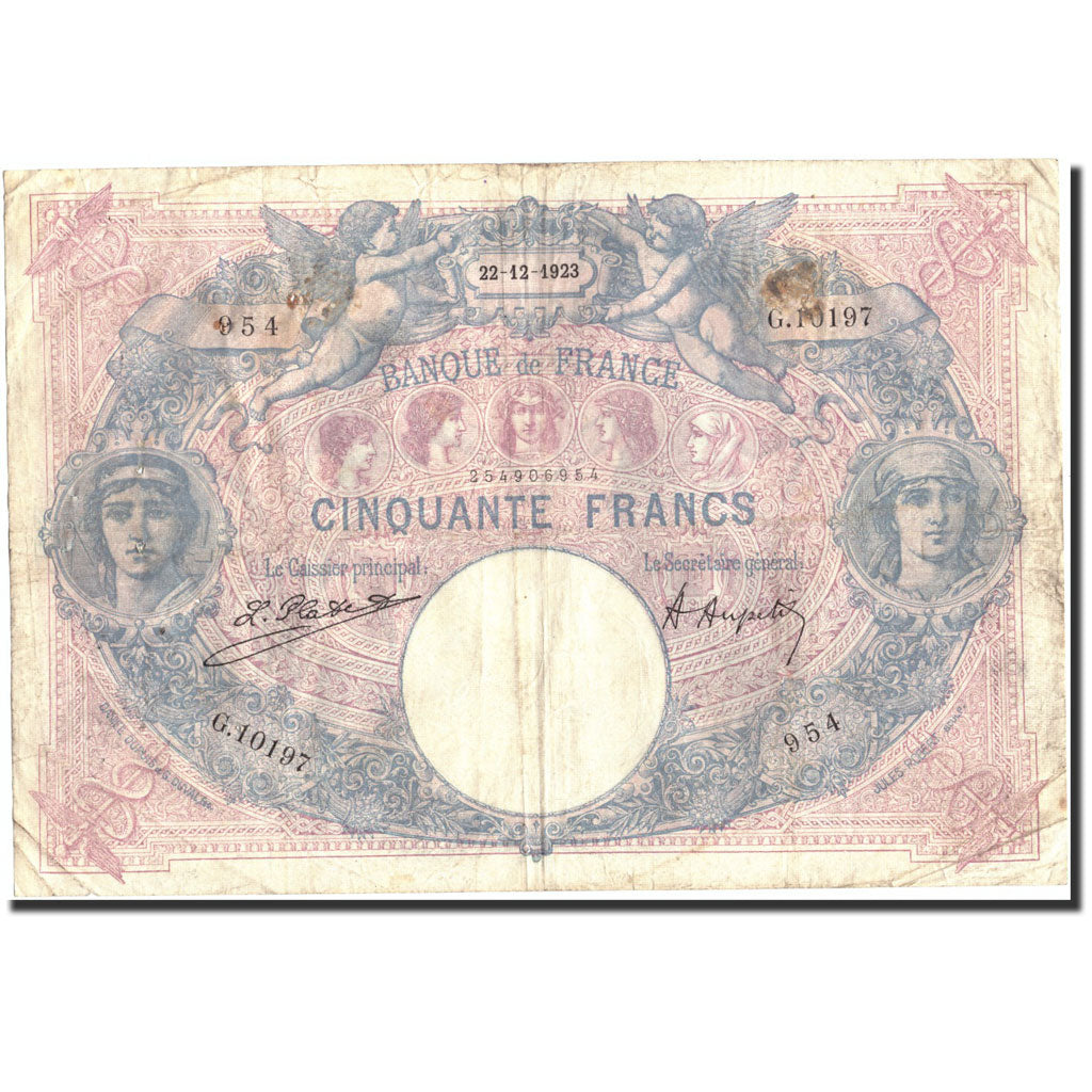 Francia, 50 Francs, 50 F 1889-1927 ''Bleu et Rose'', 1923, 1923-12-22, RC