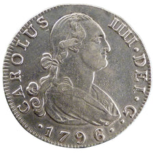 Spain, 4 Réales, 1796, Madrid, KM #431.1, AU(50-53), Silver, 13.30