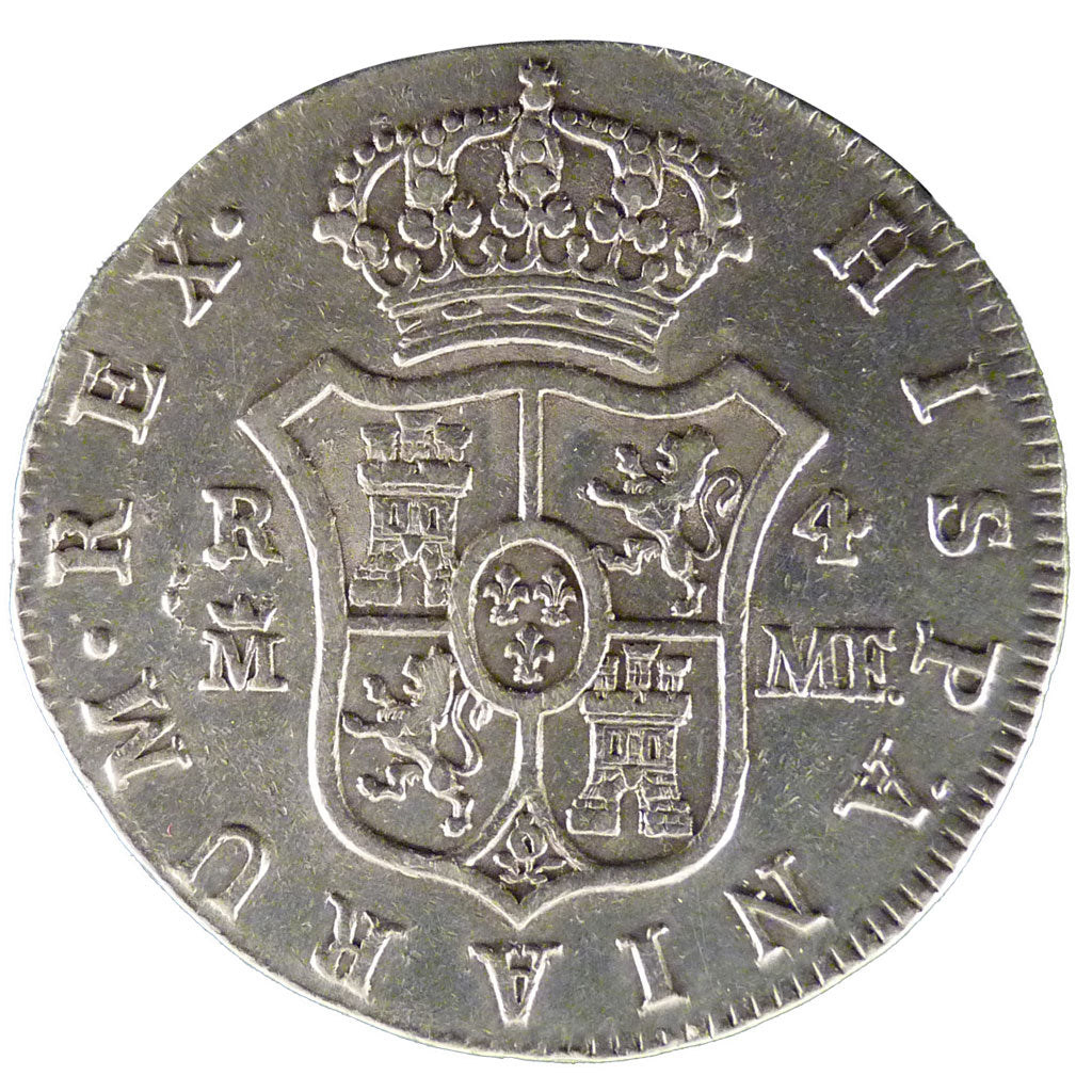 Spain, 4 Réales, 1796, Madrid, KM #431.1, AU(50-53), Silver, 13.30