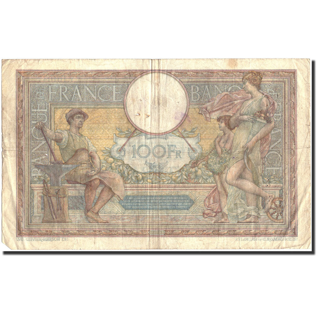 Francia, 100 Francs, 100 F 1908-1939 ''Luc Olivier Merson'', 1923, 1923-12-26