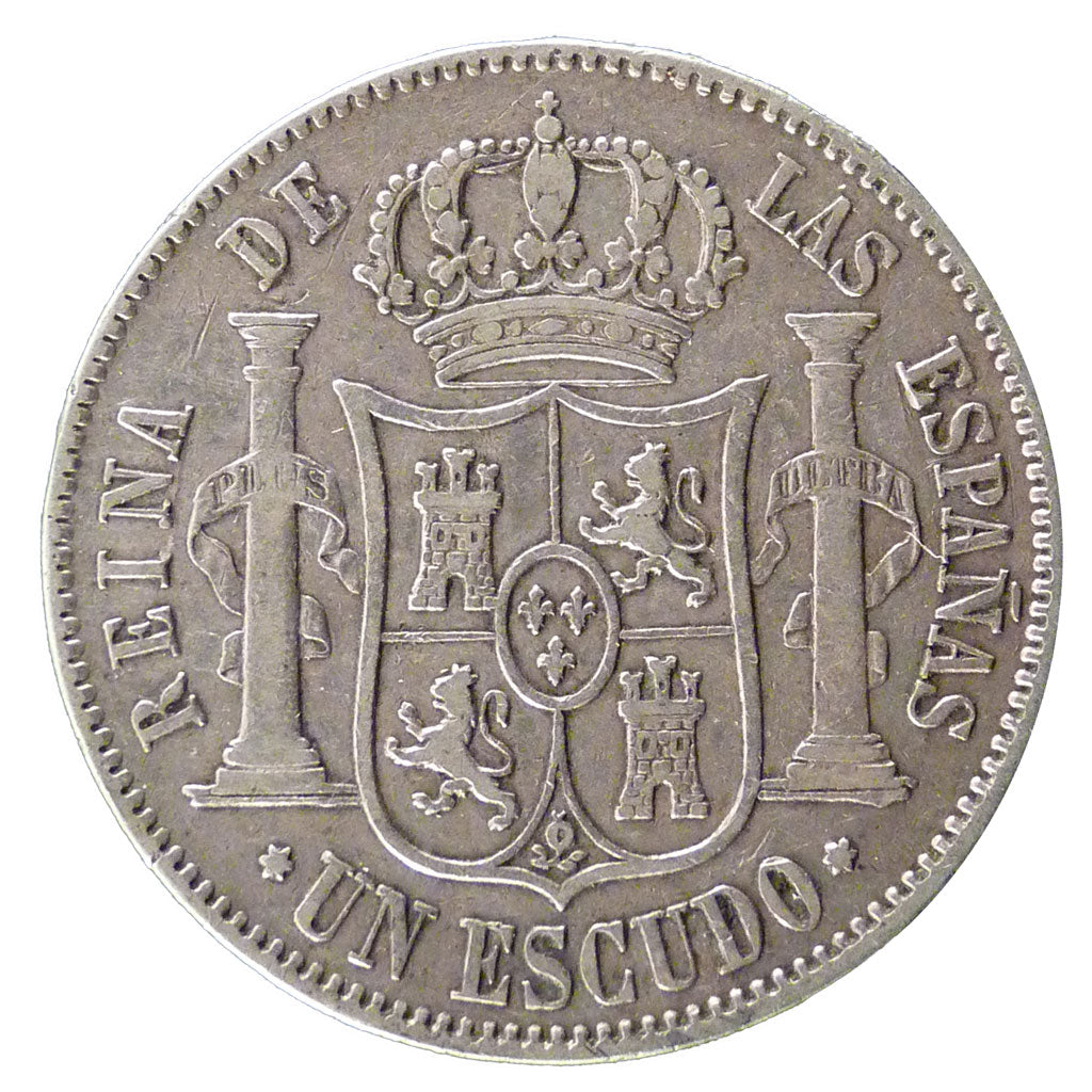 Spain, Escudo, 1867, KM #6261, EF(40-45), Silver, 12.90