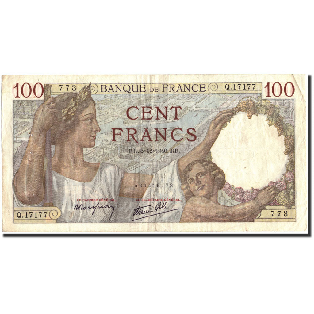 Frankrijk, 100 Francs, 100 F 1939-1942 ''Sully'', 1940, 1940-12-05, TB+