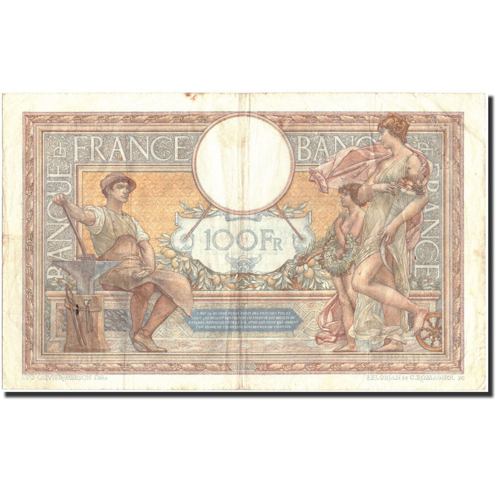 Francia, 100 Francs, 100 F 1908-1939 ''Luc Olivier Merson'', 1939, 1939-02-02