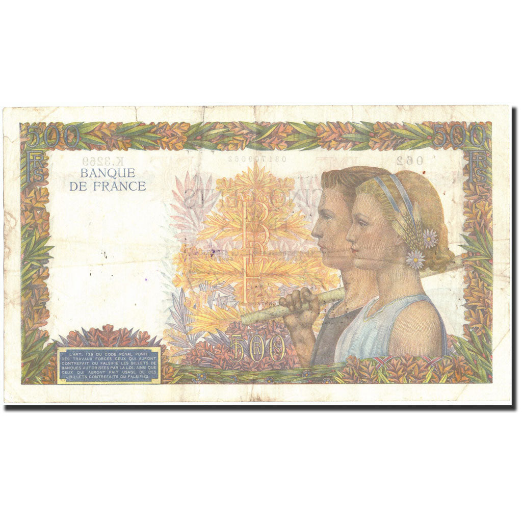 France, 500 Francs, 500 F 1940-1944 ''La Paix'', 1941, 1941-06-26, VF(20-25)