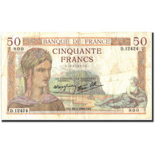 Francia, 50 Francs, 50 F 1934-1940 ''Cérès'', 1940, 1940-02-22, MB+