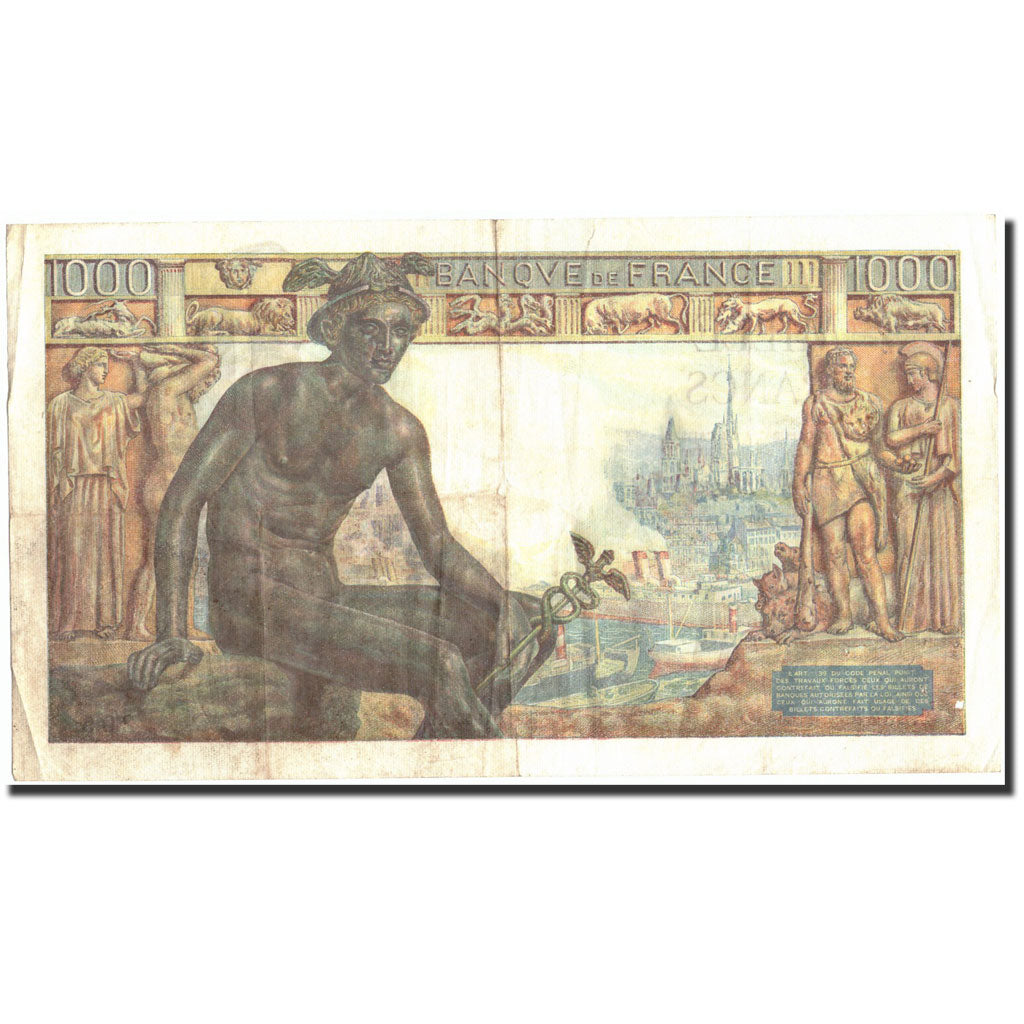 France, 1000 Francs, 1 000 F 1942-1943 ''Déesse Déméter'', 1942, 1942-12-23