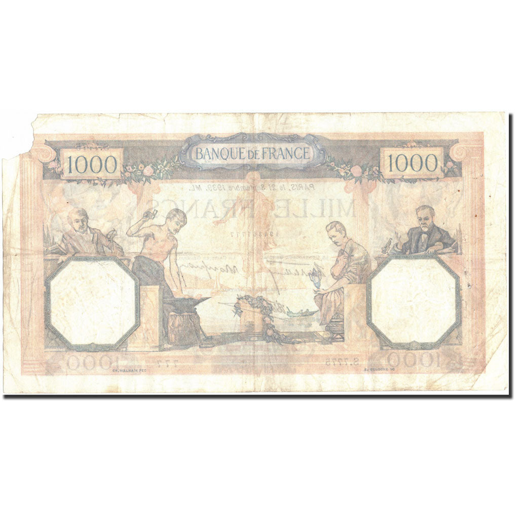 Frankreich, 1000 Francs, 1 000 F 1927-1940 ''Cérès et Mercure'', 1939