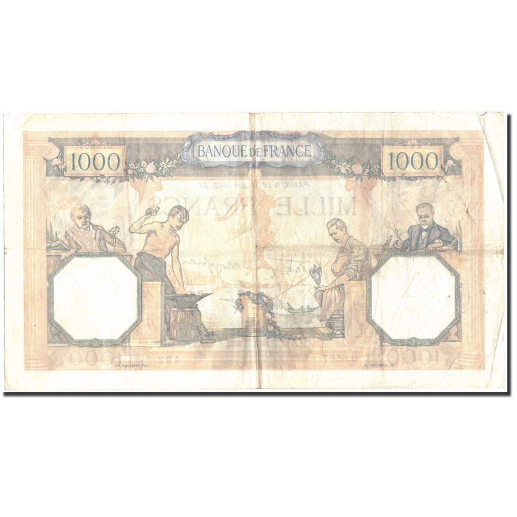 France, 1000 Francs, 1 000 F 1927-1940 ''Cérès et Mercure'', 1940, 1940-01-18
