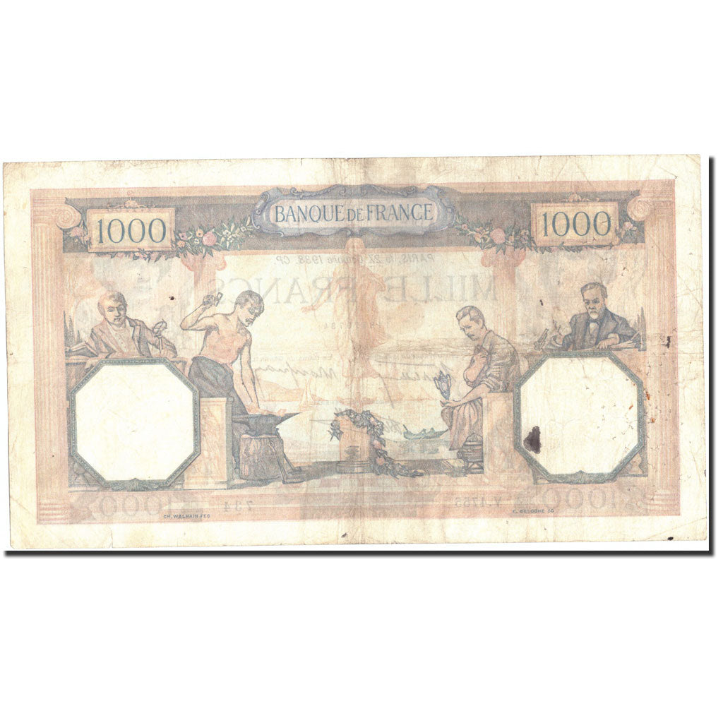 France, 1000 Francs, 1 000 F 1927-1940 ''Cérès et Mercure'', 1938, 1938-10-27