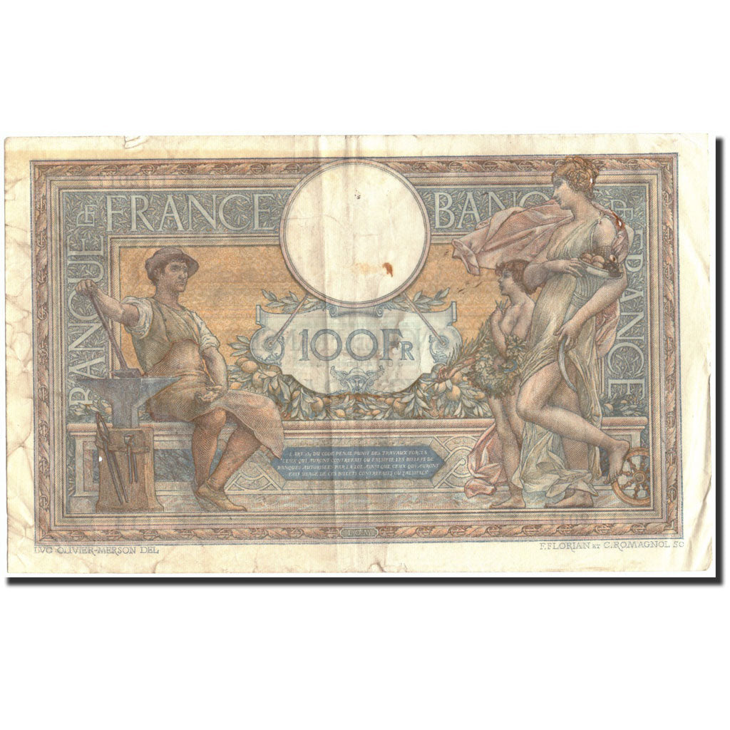 Francia, 100 Francs, 100 F 1908-1939 ''Luc Olivier Merson'', 1925, 1925-03-23