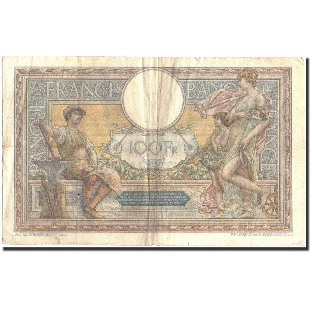 Francia, 100 Francs, 100 F 1908-1939 ''Luc Olivier Merson'', 1924, 1924-02-25