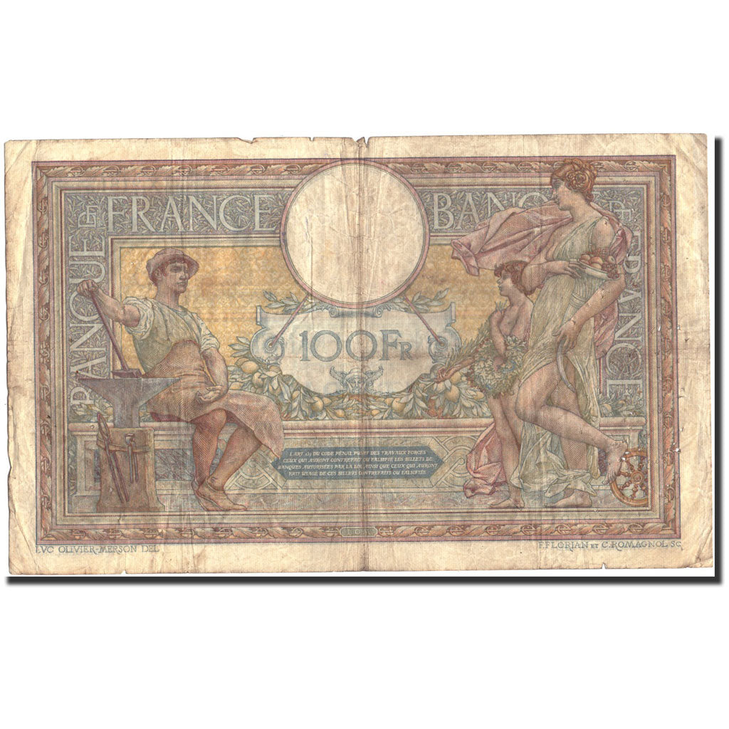 France, 100 Francs, 100 F 1908-1939 ''Luc Olivier Merson'', 1914, 1914-04-18