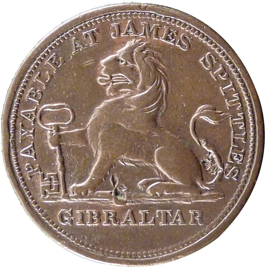 Gibraltar, 2 Quartos, 1818, KM #Tn 7, EF(40-45), Copper, 8.60