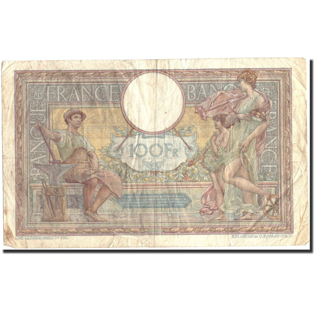 Francia, 100 Francs, 100 F 1908-1939 ''Luc Olivier Merson'', 1924, 1924-03-07