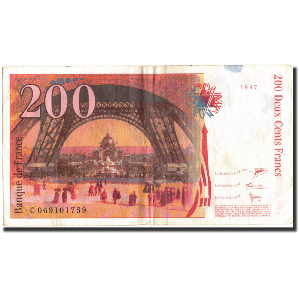 France, 200 Francs, 200 F 1995-1999 ''Eiffel'', 1997, 1997, TTB, Fayette:75.4b