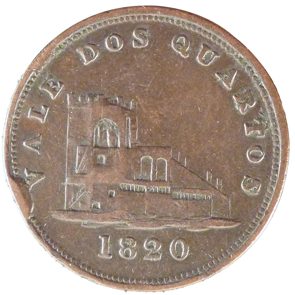 Gibraltar, 2 Quartos, 1820, KM #Tn 9, VF(20-25), Copper, 8.00