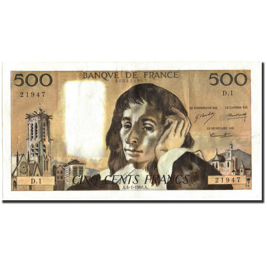 France, 500 Francs, 500 F 1968-1993 ''Pascal'', 1968, 1968-01-04, TTB+