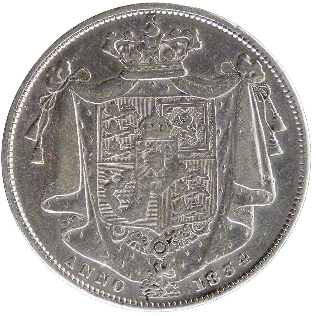 GREAT BRITAIN, 1/2 Crown, 1834, KM #714.2, EF(40-45), Silver, 14.00