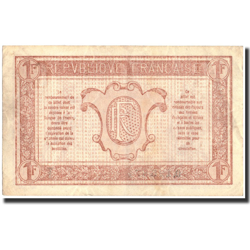 France, 1 Franc, 1917-1919 Army Treasury, 1919, 1919, AU(50-53), Fayette:VF4.7