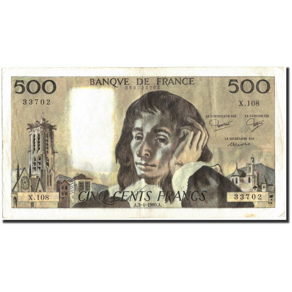 Frankrijk, 500 Francs, 500 F 1968-1993 ''Pascal'', 1980, 1980-04-03, TTB