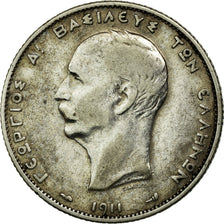 Münze, Griechenland, George I, 2 Drachmai, 1911, SS, Silber, KM:61