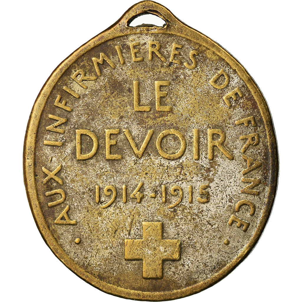 France, Médaille, Aux Infirmiers de France, Le Devoir, 1914-1915, TB+, Bronze