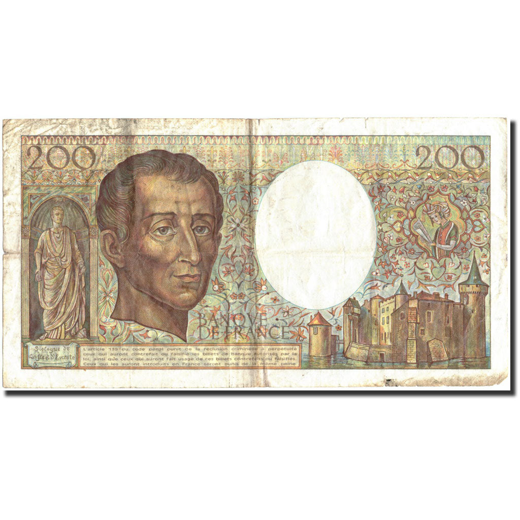 France, 200 Francs, 200 F 1981-1994 ''Montesquieu'', 1988, 1988, VF(20-25)