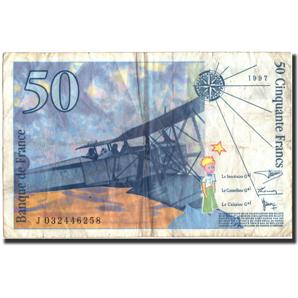 France, 50 Francs, 50 F 1992-1999 ''St Exupéry'', 1997, 1997, VF(20-25)