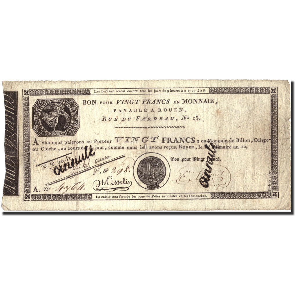 France, 20 Francs, An 12 (1804), F(12-15), KM:S245b