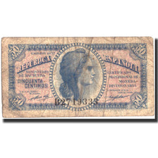 Geldschein, Spanien, 50 Centimos, 1937, 1937, KM:93, S+