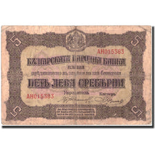 Banconote, Bulgaria, 5 Leva Srebrni, 1917, 1917, KM:21b, MB
