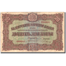 Billet, Bulgarie, 20 Leva Zlatni, 1917, 1917, KM:23a, TTB