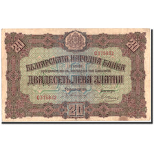 Billet, Bulgarie, 20 Leva Zlatni, 1917, 1917, KM:23a, TTB+
