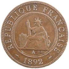 Indochine, 1 Cent, 1892, Paris, EF(40-45), Copper, Lecompte #43, 10.00