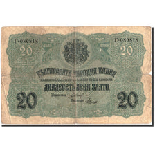 Banknote, Bulgaria, 20 Leva Zlato, 1916, 1916, KM:18a, VF(30-35)