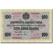 Banknote, Bulgaria, 100 Leva Zlato, 1916, 1916, KM:20b, AU(50-53)