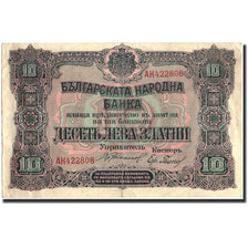 Biljet, Bulgarije, 10 Leva Zlatni, 1917, 1917, KM:22b, TTB