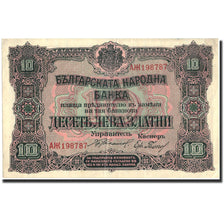 Billete, 10 Leva Zlatni, 1917, Bulgaria, 1917, KM:22b, MBC+