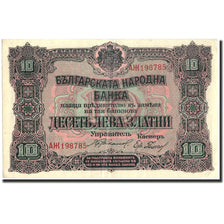 Billete, 10 Leva Zlatni, 1917, Bulgaria, 1917, KM:22b, EBC+