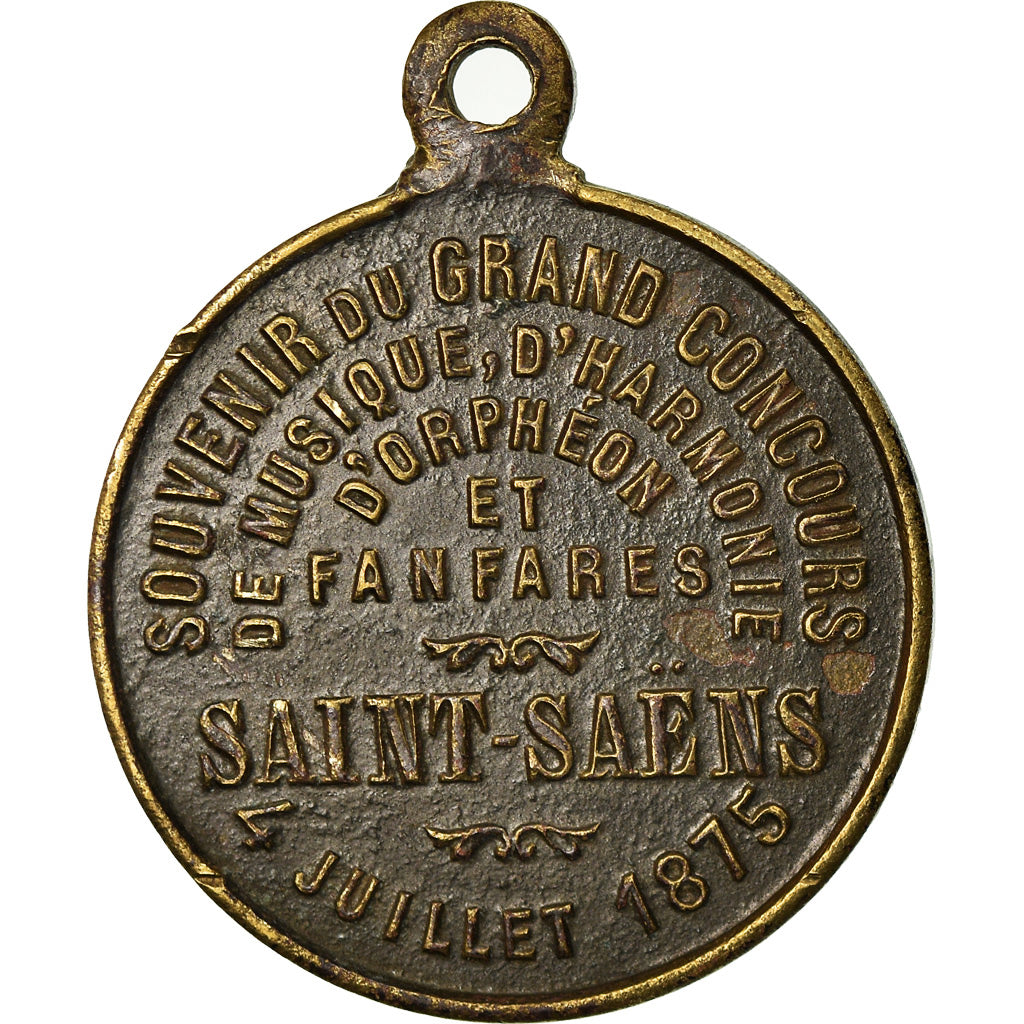 France, Medal, Grand Concours de Musique de Saint-Saëns, 1875, AU(50-53)