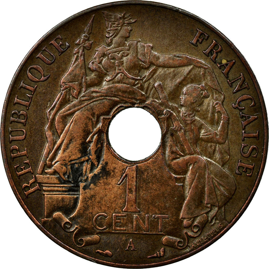 Coin, French Indochina, Cent, 1909, Paris, EF(40-45), Bronze, Lecompte:66