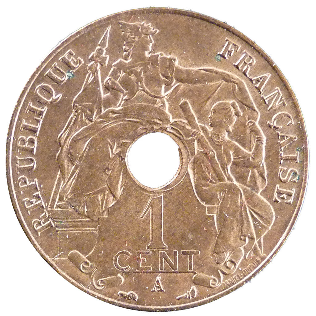 Indochine, 1 Cent, 1910, Paris, AU(55-58), Copper, Lecompte #68, 5.00