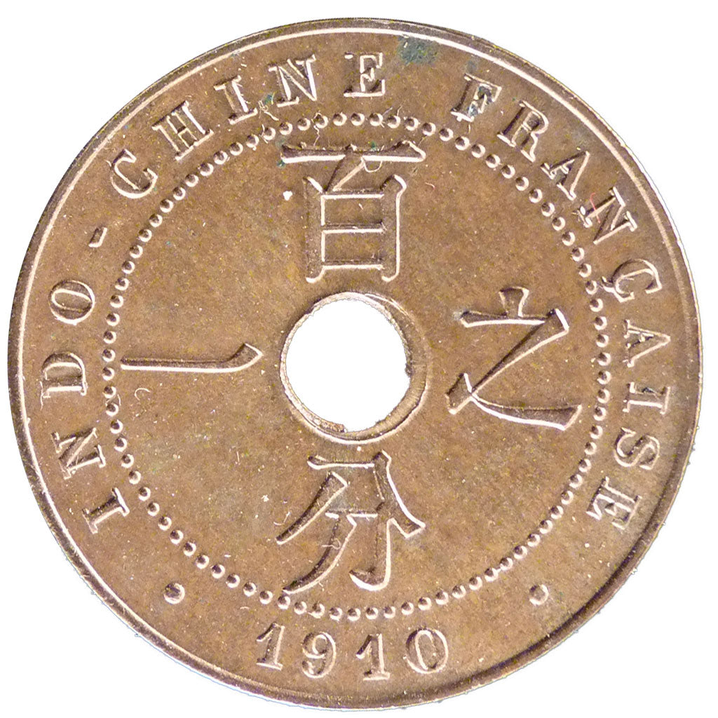 Indochine, 1 Cent, 1910, Paris, AU(55-58), Copper, Lecompte #68, 5.00