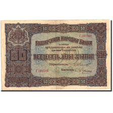 Banconote, Bulgaria, 50 Leva Zlatni, 1917, 1917, KM:24b, BB+