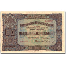 Banconote, Bulgaria, 50 Leva Zlatni, 1917, 1917, KM:24b, BB+