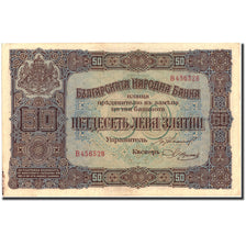 Banconote, Bulgaria, 50 Leva Zlatni, 1917, 1917, KM:24b, BB+