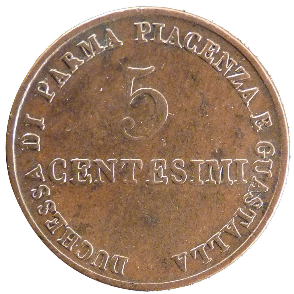 ITALIAN STATES, 5 Centesimi, 1830, KM #25, AU(55-58), Copper, 10.00