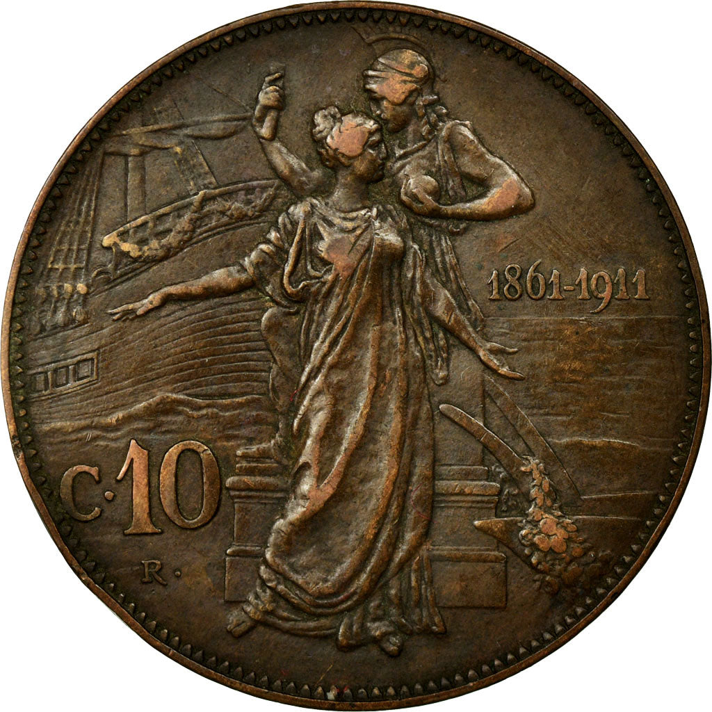 Munten, Italië, Vittorio Emanuele III, 10 Centesimi, 1911, ZF, Bronze, KM:51